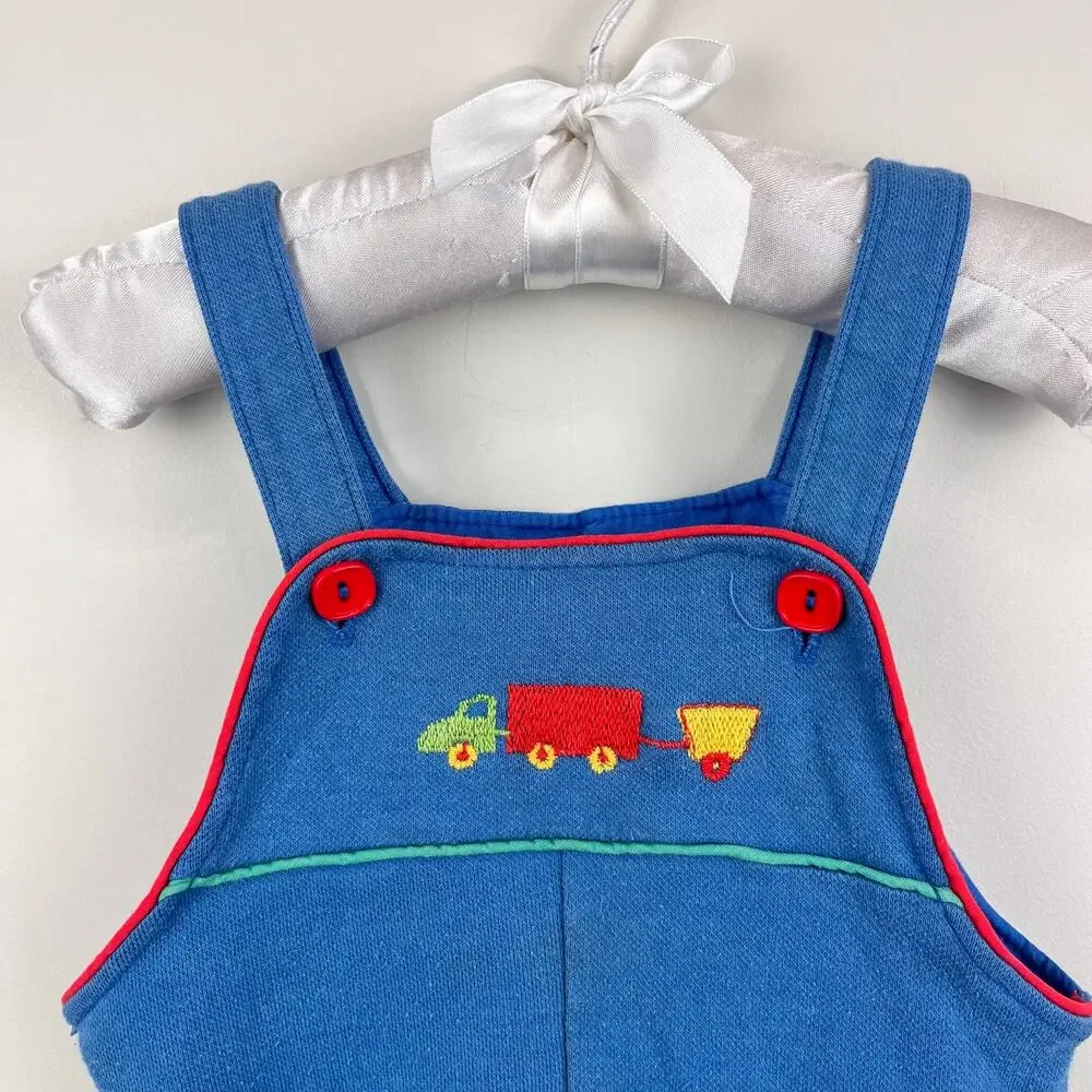 Vintage Carter's Blue Embroidered Truck Shortalls 24 Months USA